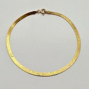 Aurafin 14K Yellow Gold MOM Etched Herringbone Bracelet